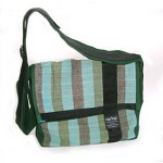 Rag-bag schoudertas 'Calcutta', recycled sari katoen, blauw/grijs